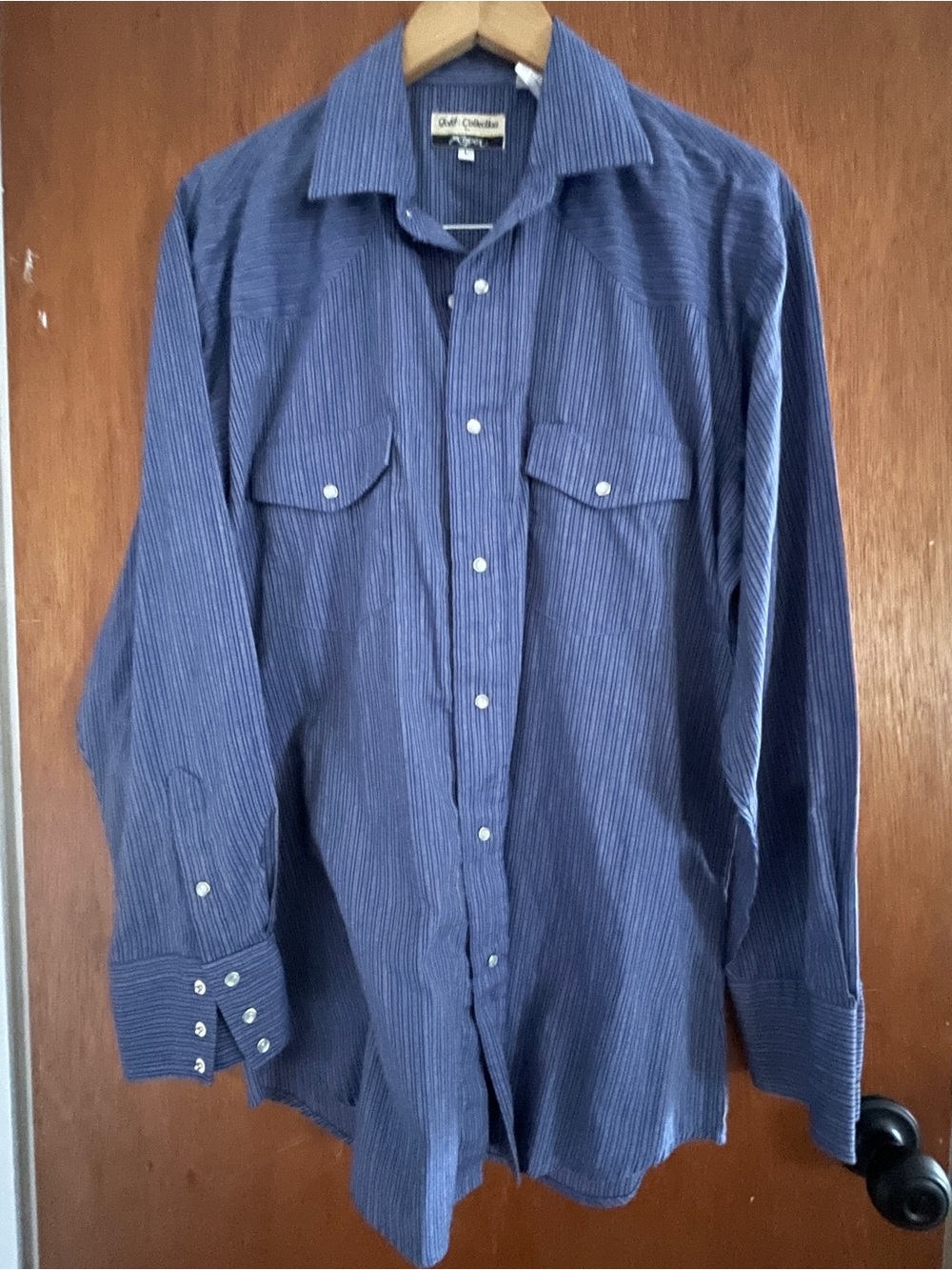 Roper Navy Pinstripe Button-Down Shirt Western Vintage